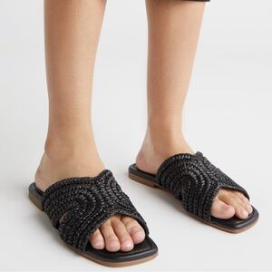 Marc Fisher Narda Square Toe Raffia Sandals